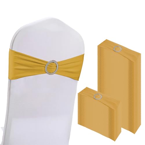WJWHQ 100PCS Spandex Stretch Chair Sashes Bows Elastic Chair Cover