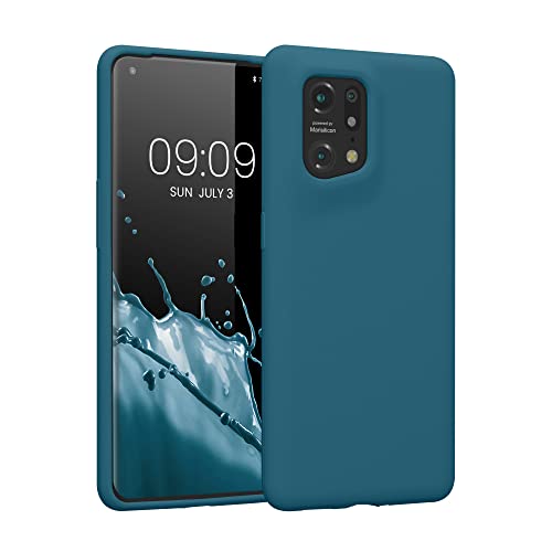 kwmobile Cover per Oppo Find X5 (5G) Custodia - Back Case per Smartphone in Silicone TPU - Protezione Gommata - petrolio matt