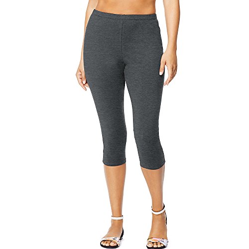 JUST MY SIZE Stretch Cotton Jersey Women's Capri Leggings Charcoal Heather