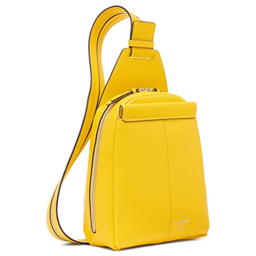 Image of Calvin Klein Women's Myra Backpack for Women - Vegan Leather Convertible Sling Backpack, 2 Pockets, Daffodil, One Size