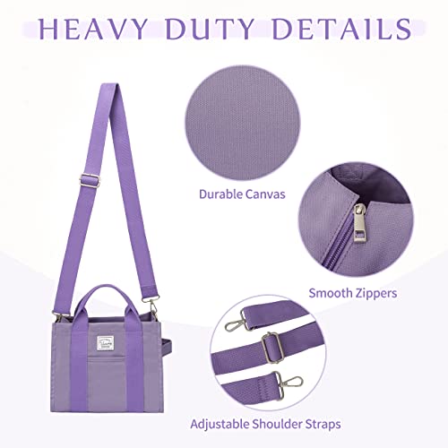 Image of VASCHY Canvas Tote bag, Casual Reusable Work Totes for Women Teachers with Zippers Pockets Crossbody Shoulder Bag Purse
