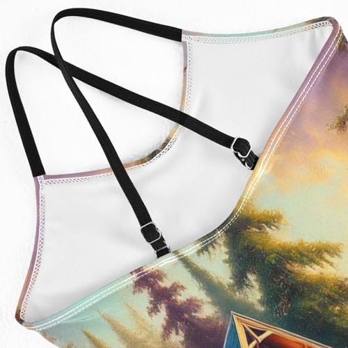 Wooden House Lake Swimsuit for Girls Bathing Suit Summer Beach One Piece Swimsuits Swimwear4