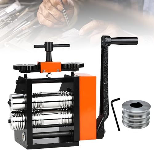 Laminoir Manuel pour Bijoux, Presse Bijoux, Largeur 40 Mm, Machine à Laminer Manuelle 4 en 1 avec Manivelle, pour Létirage Métal, Le Façonnage du Fil, Limpression De Motifs Et De Textures en Gauf