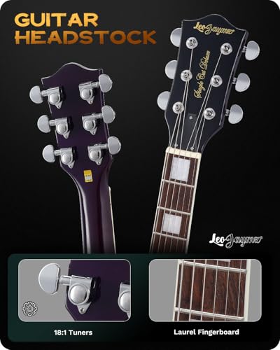 Image of Leo Jaymz SC Series Electric Guitar - Mahogany Body, Laurel Fingerboard, Dual Humbuckers, Stainless Steel Frets, Tune-O-Matic Bridge, C Neck, 18:1 Tuners (Violet Flame)
