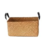 EmyJay Caja de Almacenamiento Tejida de Algas Marinas, Cesta de Mano para Hotel, Cesta de Almacenamiento de Juguetes para niños, Cesta de Almacenamiento de Libros