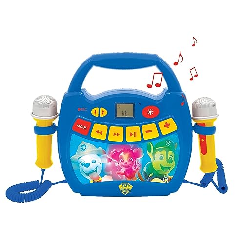 LEXiBOOK – Paw Patrol - Portable Karaoke Digital Player for Kids – Microphones, Light Effects, Bluetooth, Record and Voice Changer Functions, Rechargeable Battery, Blue/red, MP320PAZ by LEXiBOOK - Image 2