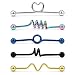 Ruifan 5PCS Industrial Barbell Earring Stainless Steel 14 Gauge Cartilage Earring Body Piercing 1 1/2 Inch(38mm)- Coil, Wave, Twister, Spiral,Heart(Mix Color 1#)