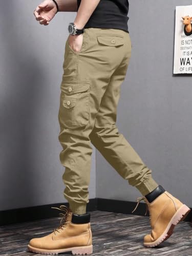Image of Leriya Fashion Men's Cargo Pants | 6 Pocket Cotton Cargo Joggers for Men | Loose Fit Stylish Pant with Pockets | Casual Baggy Trousers & Streetwear Lower