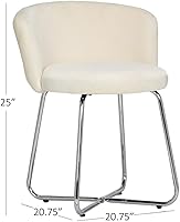 Vista 3 de Hillsdale, Marisol Taburete de Tocador Redondo de Metal y Tapizado con Respaldo Cóncavo para Sala de Maquillaje o Baño, Color Blanco Roto