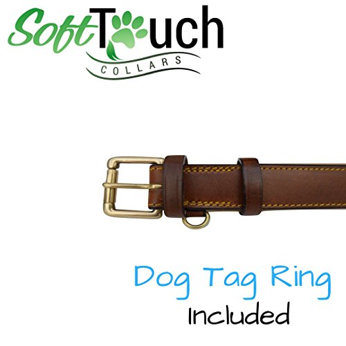 Soft Touch Collars Custom Leather Padded Dog Collar, Hand Tooled, Medium Brown #TOP3