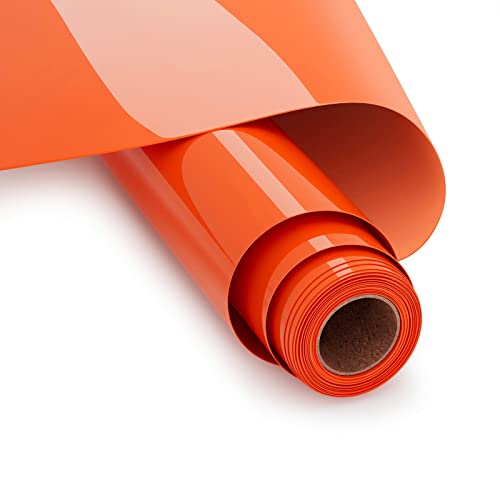 UIOK Flex Thermocollant Pour Tissu, 30.5 x 365.7cm Vinyle Thermocollant Néon Orange HTV Flex Thermocollant Film pour DIY T-Shirts Vêtements Sacs et Autres Tissus, Facile à Couper (Néon Orange)