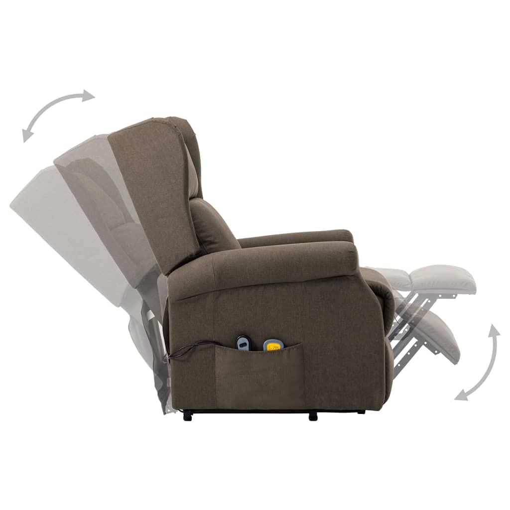 vidaXL Poltrona Massaggiante Alzapersona Poltroncina per Massaggi Divano Singolo Massaggiatore Sedia TV Arredamento Grigio Talpa in Tessuto