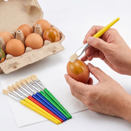 Afcabakila Set de 48 Pinceles Grandes de Cerda para Pintura, Redondo y Plano con Mangos de Colores para Acrílico y Acuarela miniatura 5