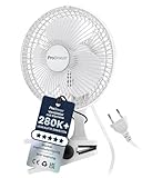 Pro Breeze Mini Ventilator mit Clip, 20 cm Durchmesser, 2 Geschwindigkeitsstufen, stabiler Clip - Ventilator leise, ideal als Tischventilator am Schreibtisch, für Growbox, Zuhause im Schlafzimmer
