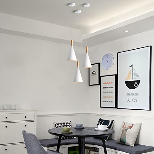 Kco L1128 Lighting Farmhouse Cone Pendant Light 3 Pack White Modern Barn Ceiling Pendant Lighting Fixture 1-Light Mini Vintage Pendant Lights Kitchen Island Dining Room Lighting thumb #6