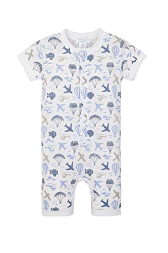 Feather Baby Henley Boys Shortie Printed Romper | Ethically Produced Peruvian Pima Cotton Baby & Toddler One-Piece |Button Front Romper