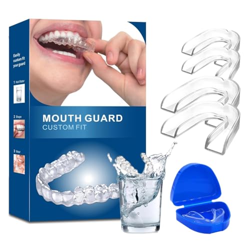 Image of 4 Pcs Night Guards for Teeth Grinding, Comfort Fit Mouth Guard for Nighttime Protection, Reusable Teeth Guard for Clenching Prevention, Dental Protection