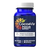 CocoaVia Memory & Focus Brain Supplement, 30 Day, Cocoa Flavanol Blend, Lutein, Added Caffeine for Boost. Improve Cognitive Function, Attention, Vegan & Plant Based, 30 Capsules