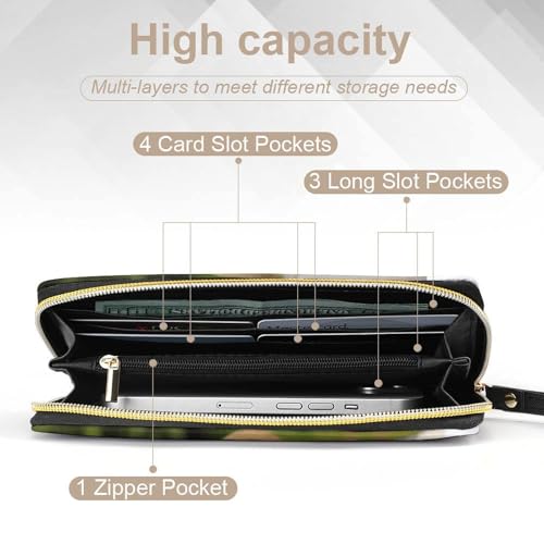 Golden Retriever Puppies Leather Wallet Smooth Zip Around Clutch Wristlet Travel Long Soft Purse for Women4