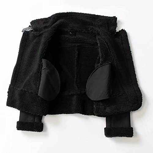 FUPODD Lederjacke Damen Gefüttert Winterjacke Damen Warm Leder Jacke Damen Winter Ledermantel Frauen Innenfutter Fellkragen Wintermantel Innen Mit Fell Fleece Motorrad Vintage Mantel Reißverschluss