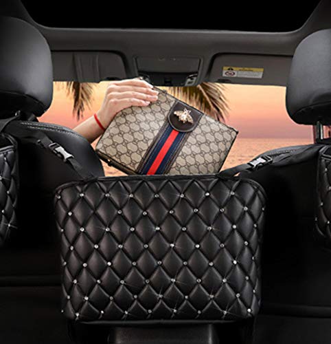 Car Pocket Handbag Holder,Leather Seat Back Organizer Mesh Large Capacity Bag, Driver Storage Netting Pouch,Barrier of Backseat Pet Kids,Cargo Tissue Purse Holde