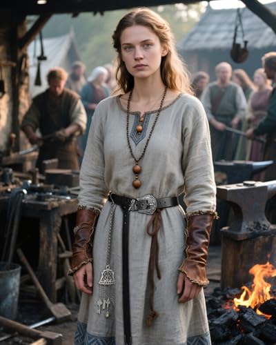 Joukavor Medieval Leather Belt with Chatelaine Tools Clip Renaissance Accessories Set3