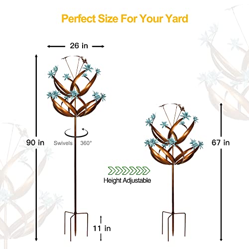 Limehill Wind Spinner For Yard And Garden - Large Metal Wind Sculptures For Outdoor Decorations (Double-Tier, 26 X 90 Inches) #TOP3
