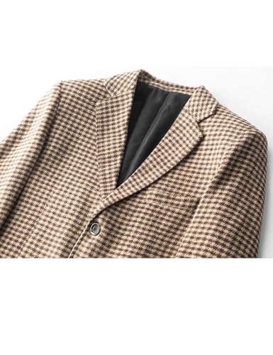Mens Houndstooth Blazer Jacket Slim Fit Two-Tone Grid Spring Autumn Wedding Business Coat3