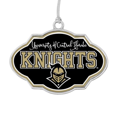 UCF Knights Central Florida Frame Design Christmas Ornament with Team Logo Silver Metal Gift Tree Decoration