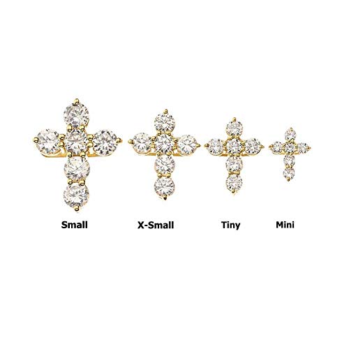 Religious Jewelry Elegant 14k Yellow Gold CZ-Accented Cross Pendant Necklace (Mini), 16"4