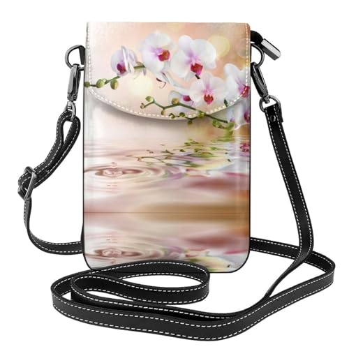 Sac téléphone orchidée blanche en microfibre idéal pour vos voyages