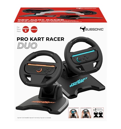 Subsonic – Lot de 2 Volants de Course pour Joy-Con Nintendo Switch et Switch 2 – Volants Pliables avec Stand et Support Ventouses - Compatible Joycon...