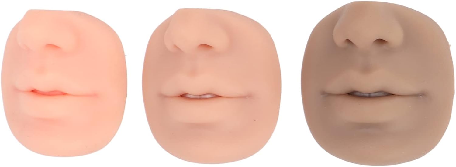 Fake Nose, Nose Piercing Kit 3 Colors Fake Nose Model Silicone Flexible Human Nose Mouth Model Silicone Body Parts for Piercing Practice and Jewelry Display