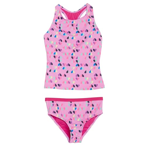 Lands' End Girls' Swimwear UPF 50 Tankini Top and Bikini Bottom Swim Set, Neon Pink, X-Small