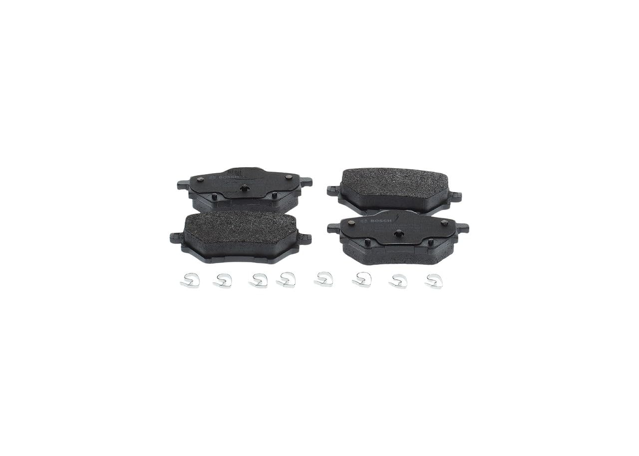 Bosch BP1711 - Pastiglie Freni Auto, Asse Posteriore - Qualità Bosch - Riduzione del Rumore e della Polvere - Certificazione ECE-R90 - Senza Rame - 1 Confezione da 4 Pastiglie - Con Accessori