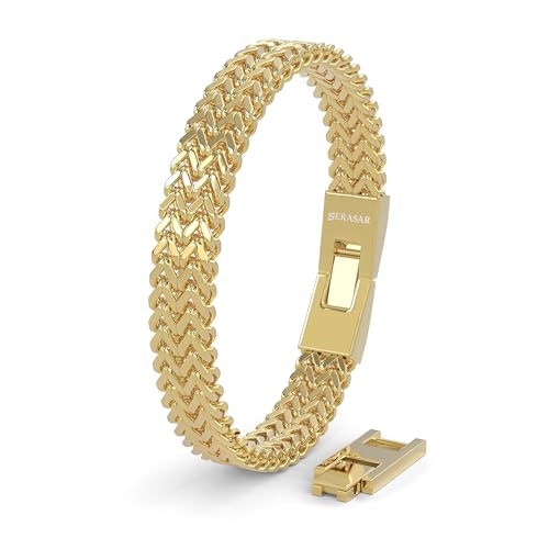 SERASAR Pulsera de Oro Acero Inoxidable para Hombre Joyería Moda Caballero