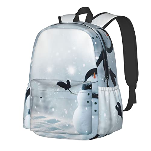 Sac à dos ordinateur motif bonhomme de neige parfait pour aller au bureau ou en cours en hiver