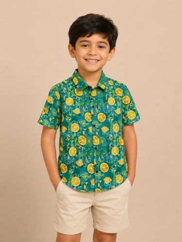 Image of RICH COPPER Fashionable Cotton Printed Half Sleeve Casual Shirt for Men Featuring Lightweight Fabric and Modern Design