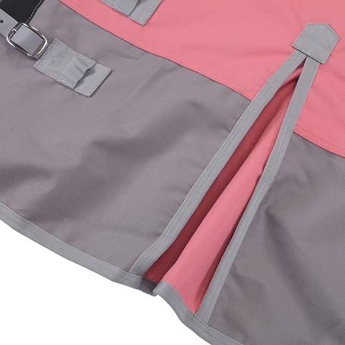 Image of 1200D Pony Mini Horse Rain Sheet Waterproof Breathable Blanket | Windproof Turnout Sheet for Miniature Horses, Foals, Yearlings, Donkeys. Ideal for Stable, Paddock Pink Grey 45IN