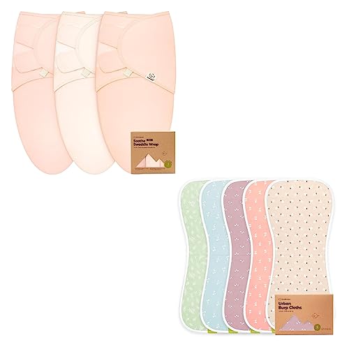 Image of KeaBabies 3-Pack Organic Baby Swaddle Sleep Sacks and 5-Pack Organic Burp Cloths for Baby Boys and Girls - Newborn Swaddle Sack - Ultra Absorbent Burping Cloth - Ergonomic Baby Swaddles 0-3 Months