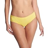 Natori Women's No-Show Pima Cotton Bliss Girl Brief with lace 156058, Pale Yellow, L