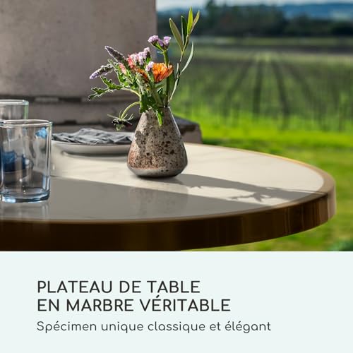Table bistrot résistant aux intempéries avec plateau marbre et pied fonte - 4