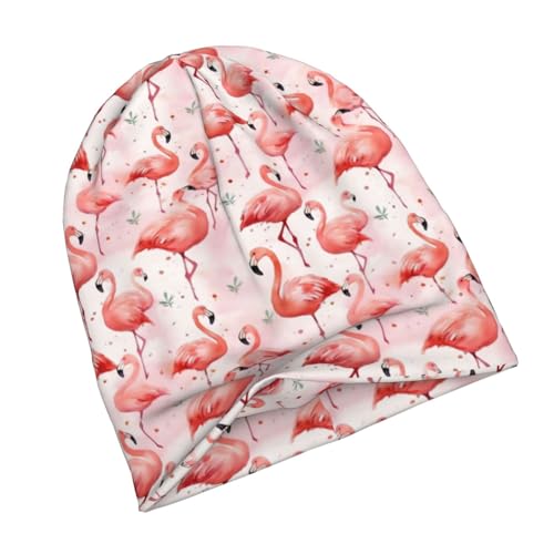 Flamingo Beanie Chemo Hats for Women Men Flamingos Slouchy Cancer Headwear Stretchy Skull Cap Soft Knitted Hat Nightcap Chemo Gifts — view 3