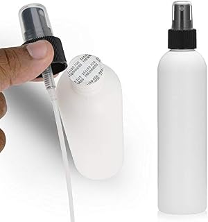 25 PCS Empty White HDPE Bottle 8 oz - Bullet Round Plastic Bottles - 24/410 Fine Mist Sprayer Caps Smooth Black - Seal for Freshness and Leak Prevention - Phthalates Free Use for Safe Cosmetics