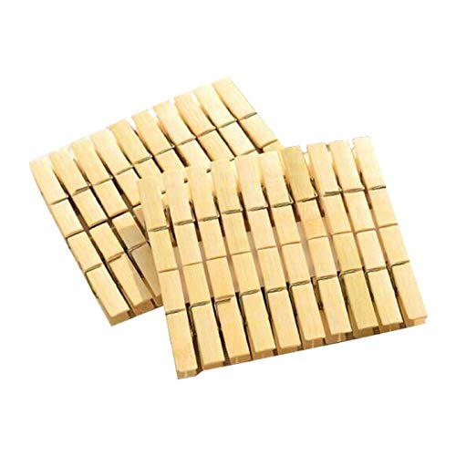 Natural Bamboo Clothespins Multipurpose Drying Clothespins Photo Wood Clip with Spring for Hanging Clothes Towels Photos(20Pcs)