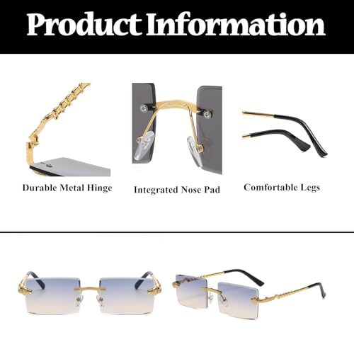 LJCZKA Rimless Rectangle Sunglasses Women Men Frameless Square Sun Glasses Luxury Metal Frame 2000s Rectangular Shades4