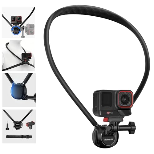 Image of MOBILIFE Insta 360 Action Camera Neck Mount Quick Release Hands-Free POV Neck Holder Ergonomics Silicone Anti-Shake Chest Strap Air Cushion Compatible with Insta 360 Ace /Ace Pro /Ace Pro 2 /Go 3S
