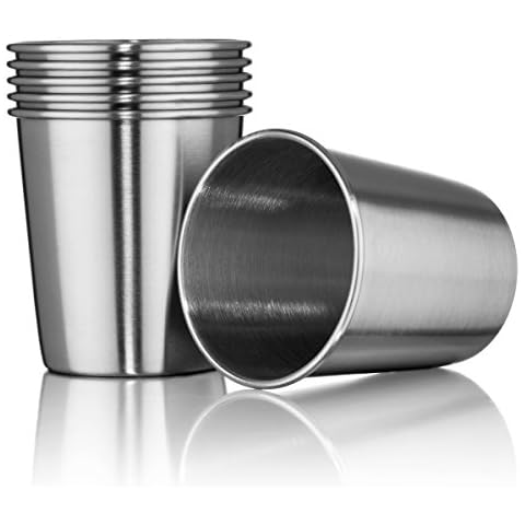 Hudson Essential 7 oz. Stainless Steel Cups - Stackable and Unbreakable Drinking Cups- Great for Kids - Set of 6 (7 oz.) Cover