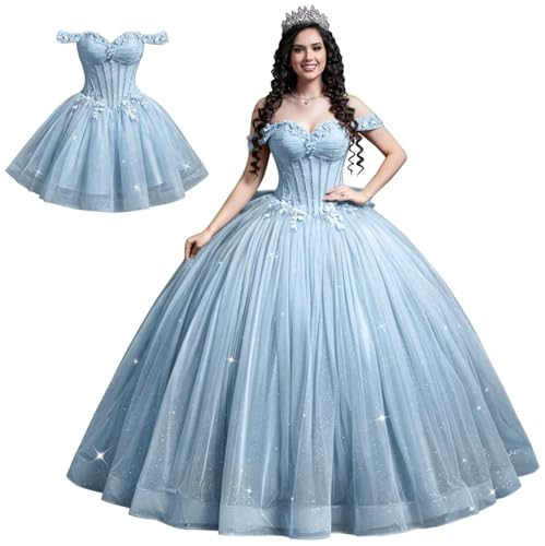 Mauuwy Removeable 16 Dress 2 in 1 Quinceanera Dresses Light Blue
