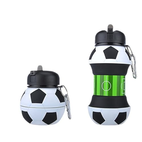 RoadLoo Botella para niños, Botella de Agua Plegable para niños Botella de Agua de Silicona para colegialas Botella de Agua Reutilizable para Deportes de fútbol para Estudiantes niños pequeños